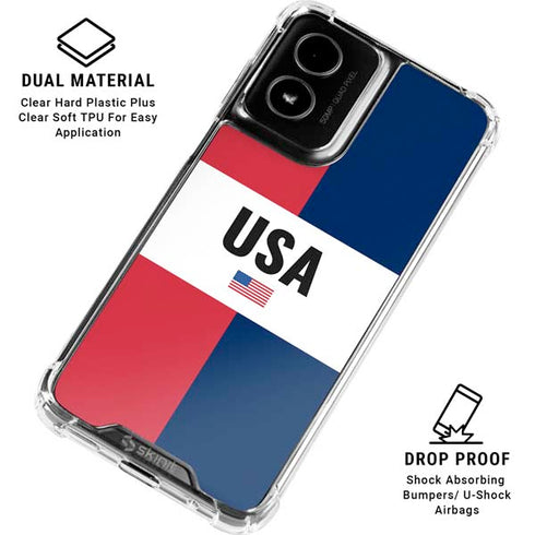 American Flag Color Block Moto G Power 5G (2024) Clear Case