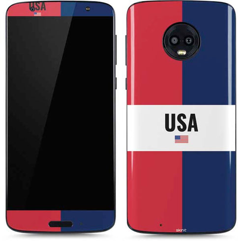 American Flag Color Block Moto G6 Skin