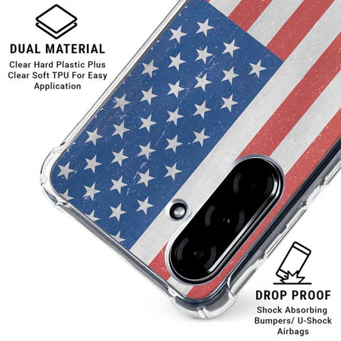 American Flag Distressed Galaxy A36 5G Clear Case