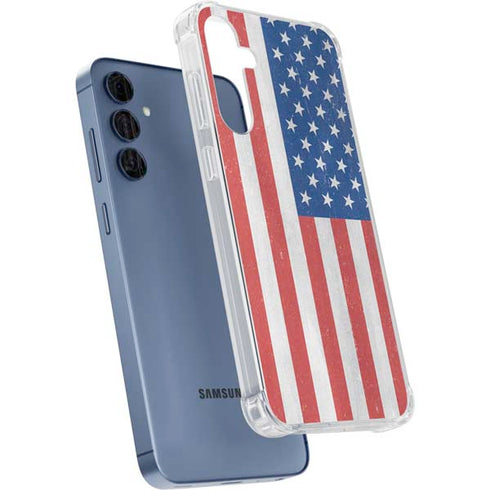 American Flag Distressed Galaxy A55 5G Clear Case