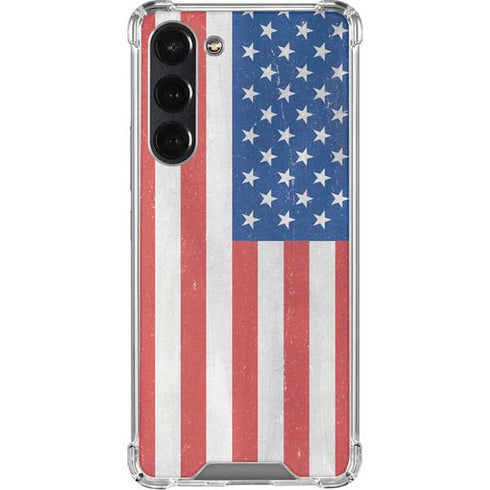 American Flag Distressed Galaxy S24 FE Clear Case