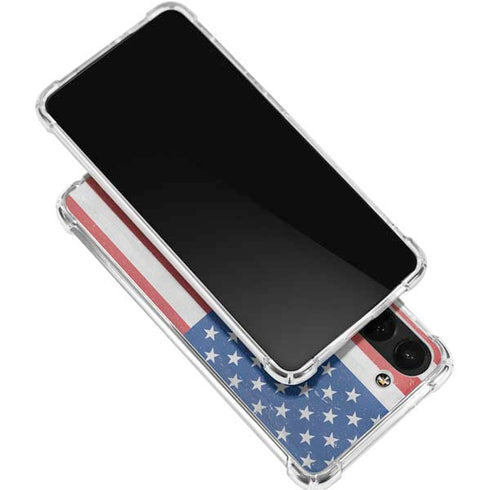 American Flag Distressed Galaxy S24 FE Clear Case