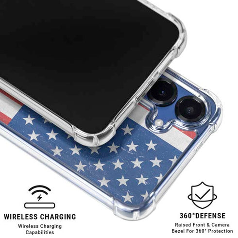 American Flag Distressed Galaxy S25 Clear Case