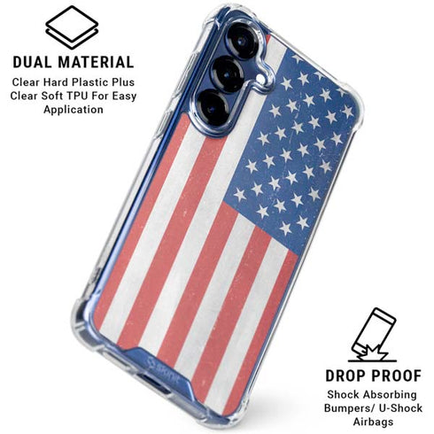 American Flag Distressed Galaxy S25 Plus Clear Case