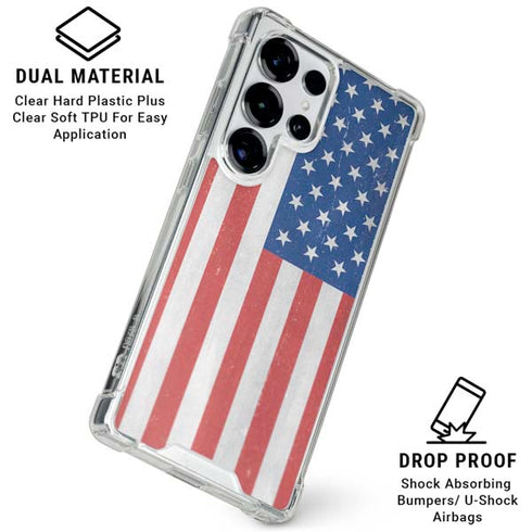 American Flag Distressed Galaxy S26 Ultra Clear Case
