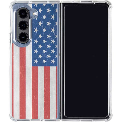 American Flag Distressed Galaxy Z Fold5 5G Clear Case