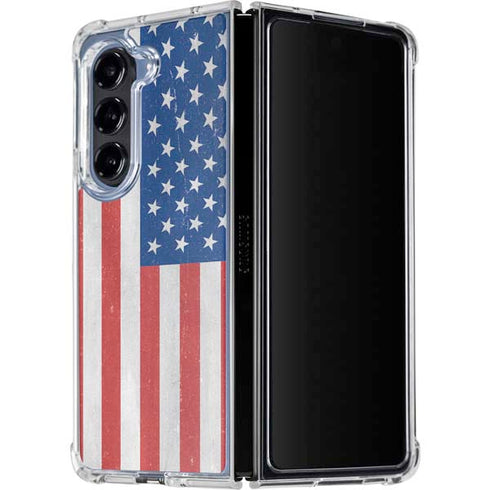 American Flag Distressed Galaxy Z Fold5 5G Clear Case