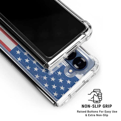 American Flag Distressed Galaxy Z Fold6 Clear Case