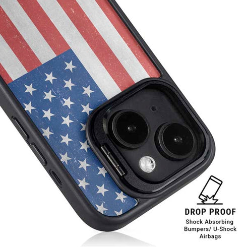 American Flag Distressed iPhone 14 Kickstand Case