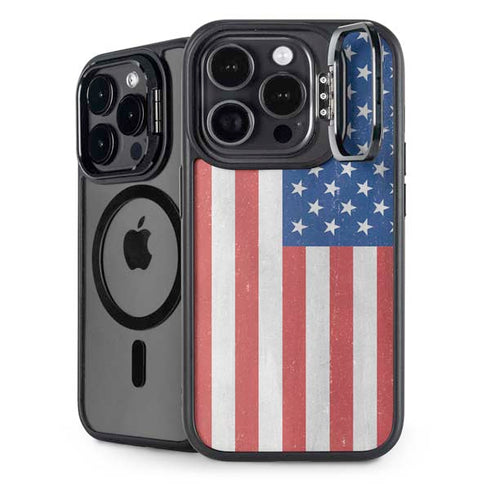 American Flag Distressed iPhone 14 Pro Max Kickstand Case
