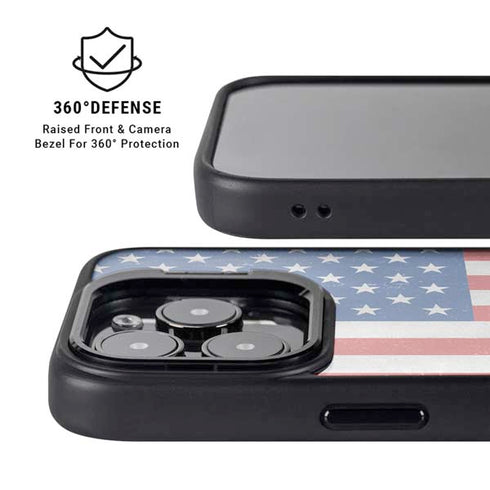 American Flag Distressed iPhone 14 Pro Max Kickstand Case