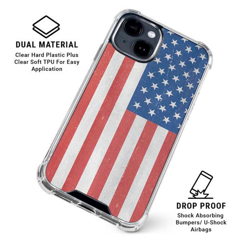 American Flag Distressed iPhone 15 Clear Case