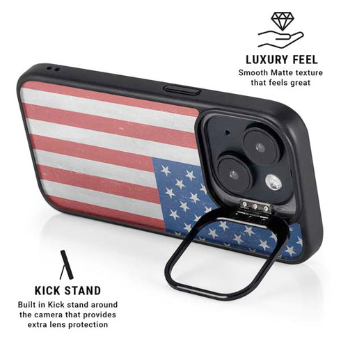 American Flag Distressed iPhone 15 Kickstand Case