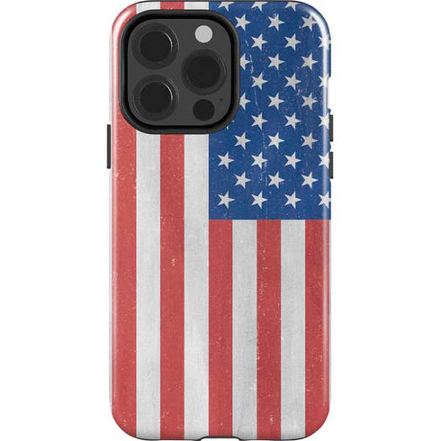American Flag Distressed iPhone 15 Pro Impact Case
