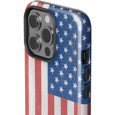 American Flag Distressed iPhone 15 Pro Impact Case