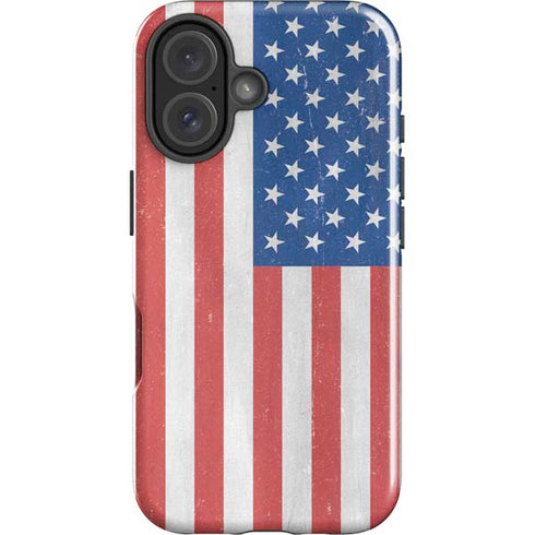 American Flag Distressed iPhone 16 Plus Impact Case