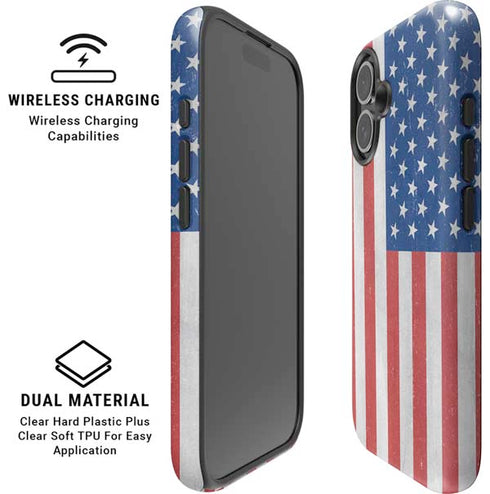 American Flag Distressed iPhone 16 Plus Magsafe Impact Case