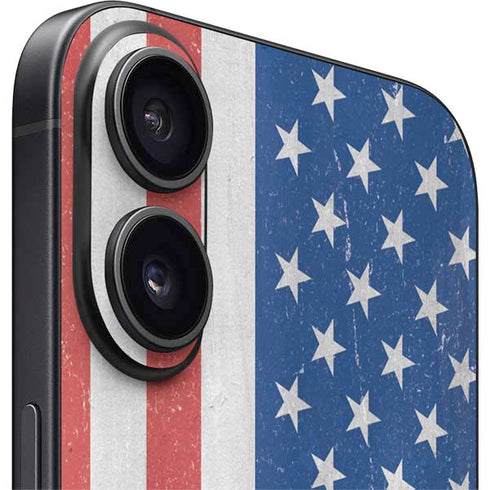 American Flag Distressed iPhone 16 Plus Skin