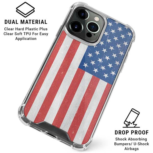 American Flag Distressed iPhone 16 Pro Clear Case