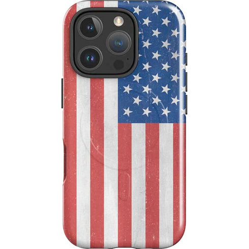American Flag Distressed iPhone 16 Pro Magsafe Impact Case