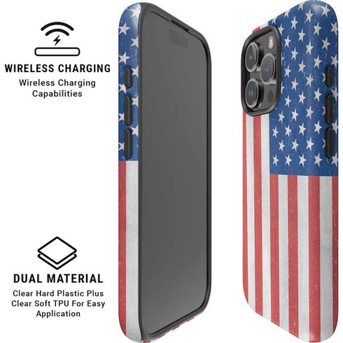 American Flag Distressed iPhone 16 Pro Magsafe Impact Case
