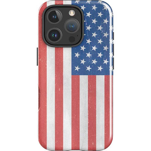 American Flag Distressed iPhone 16 Pro Max Impact Case