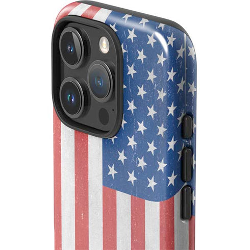 American Flag Distressed iPhone 16 Pro Max Impact Case