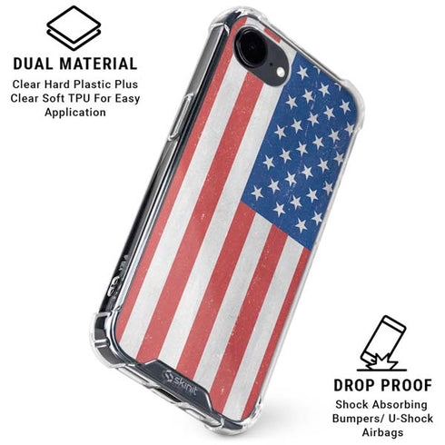American Flag Distressed iPhone 16e Clear Case
