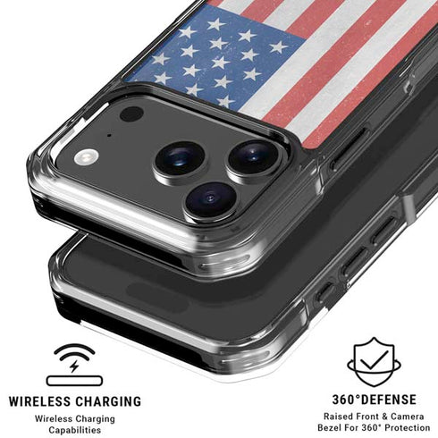 American Flag Distressed iPhone 17 Pro Clear Case