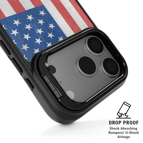 American Flag Distressed iPhone 17 Pro Kickstand Case