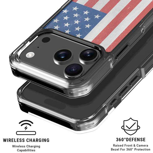 American Flag Distressed iPhone 18 Pro Clear Case