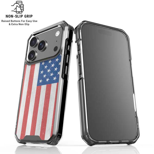 American Flag Distressed iPhone 18 Pro Clear Case
