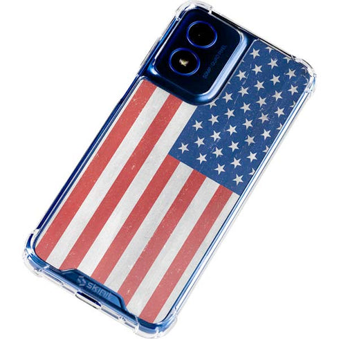 American Flag Distressed Moto G Play 4G (2024) Clear Case