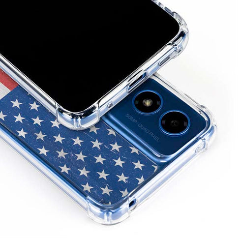 American Flag Distressed Moto G Play 4G (2024) Clear Case
