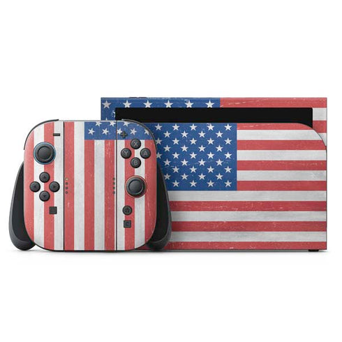 American Flag Distressed Nintendo Skins