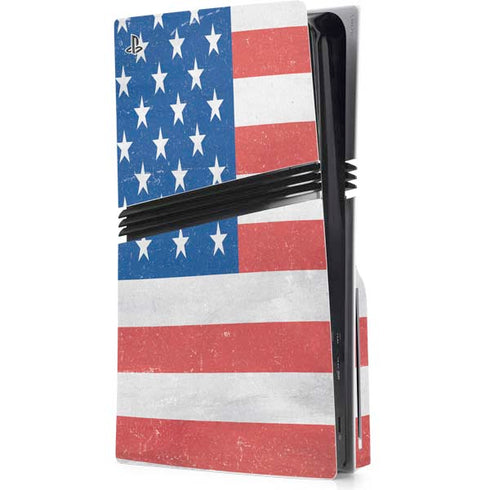 American Flag Distressed PS5 Pro Disk Console Skin