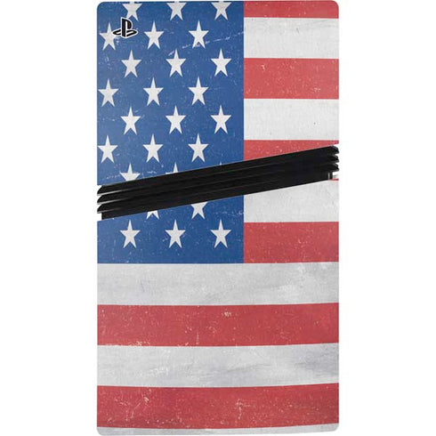 American Flag Distressed PS5 Pro Disk Console Skin