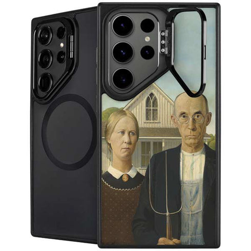 Grant Wood American Gothic Galaxy Cases