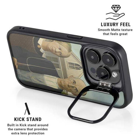 Grant Wood American Gothic iPhone 13 Pro Max Kickstand Case