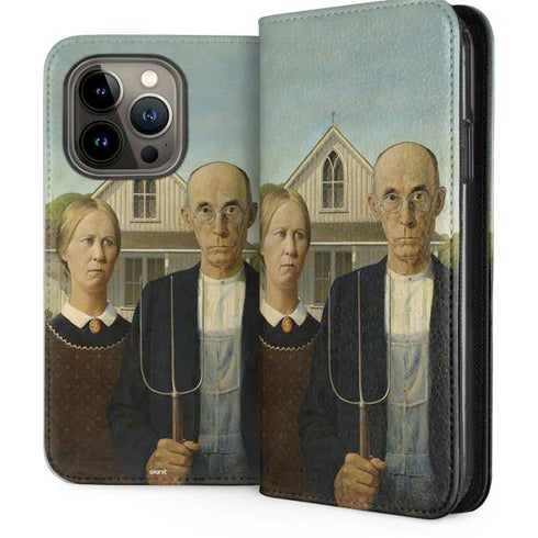 Grant Wood American Gothic iPhone 14 Pro Folio Case