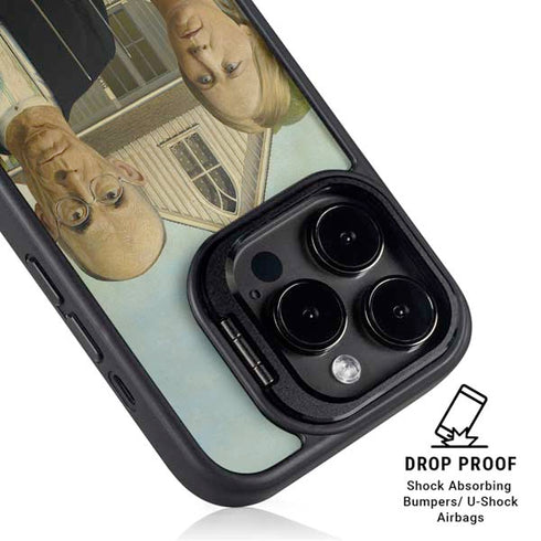 Grant Wood American Gothic iPhone 14 Pro Max Kickstand Case