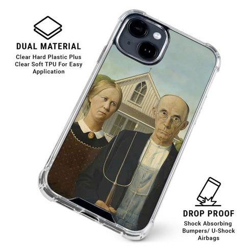 Grant Wood American Gothic iPhone 15 Clear Case