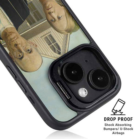 Grant Wood American Gothic iPhone 15 Plus Kickstand Case