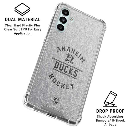 NHL Anaheim Ducks Black Text Galaxy A13 5G Clear Case