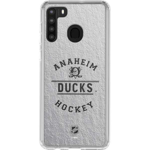 NHL Anaheim Ducks Black Text Galaxy A21 Clear Case