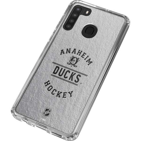 NHL Anaheim Ducks Black Text Galaxy A21 Clear Case