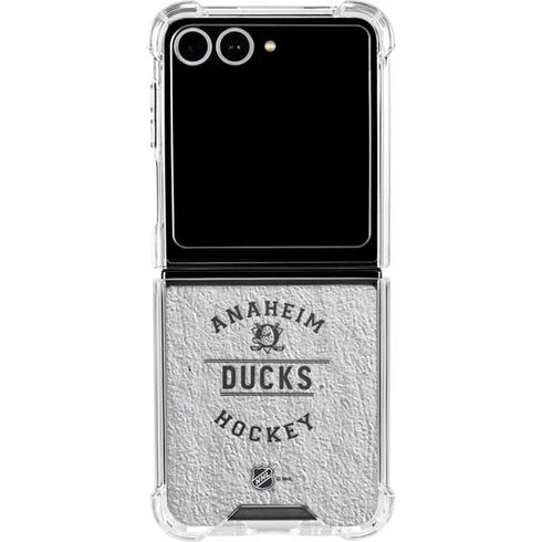NHL Anaheim Ducks Black Text Galaxy Z Flip7 Clear Case