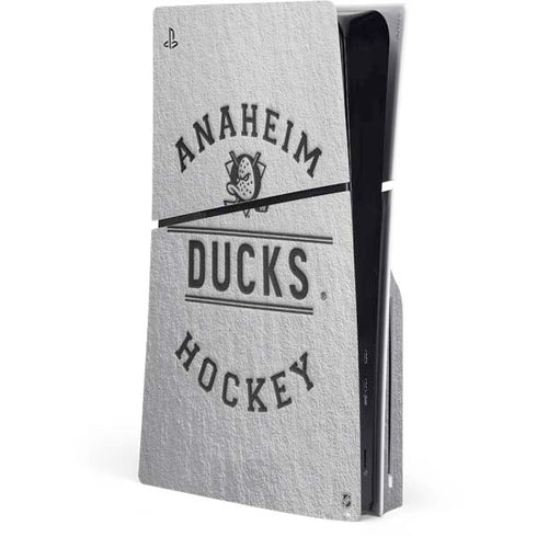 NHL Anaheim Ducks Black Text PS5 Slim Disk Console Skin