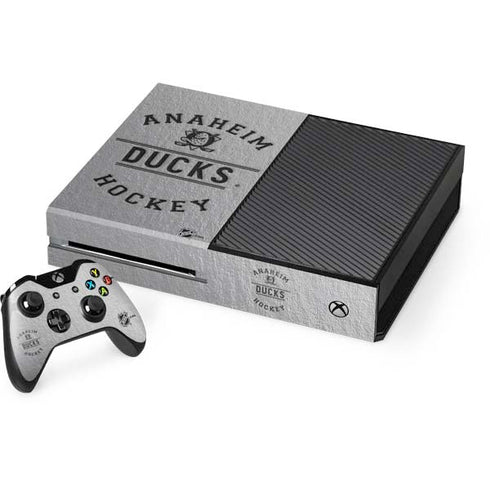 NHL Anaheim Ducks Black Text Xbox One Console and Controller Bundle Skin