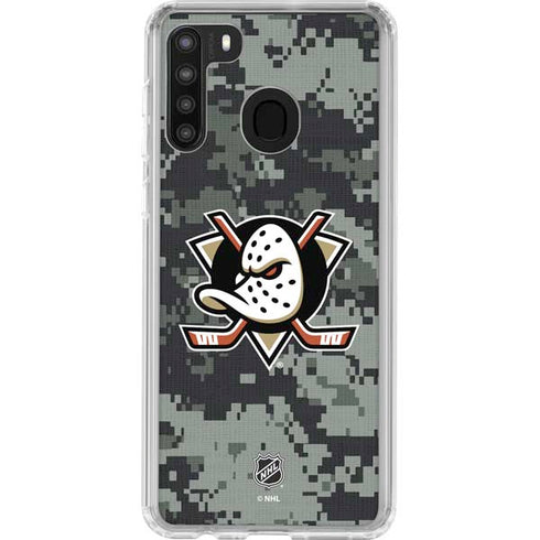 NHL Anaheim Ducks Camo Galaxy A21 Clear Case
